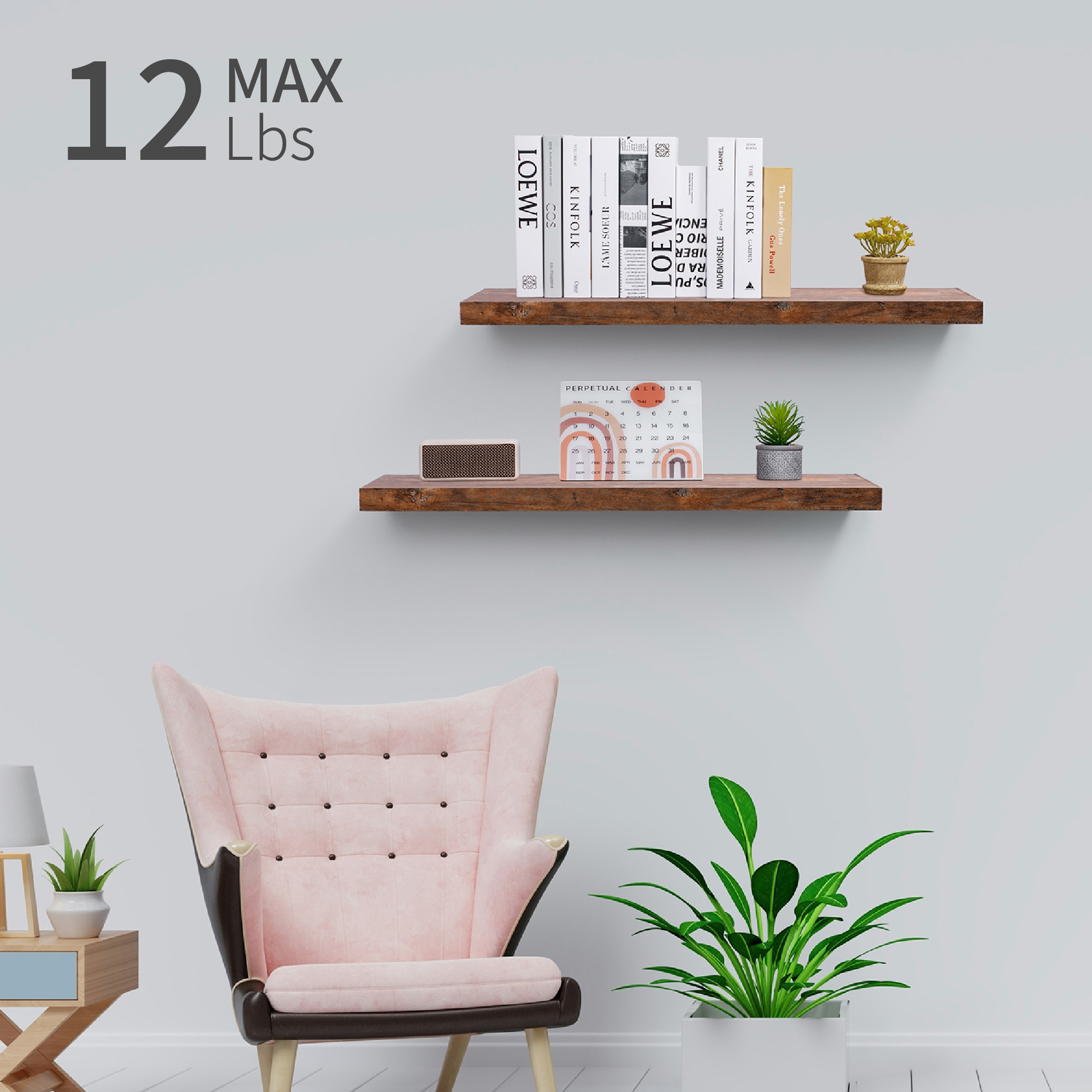 Floating Shelves 18.11" Wall Mounted Wood Shelves For Bathroom, Bedroom, Living Room, Kitchen, Hanging Shelf For Books/Storage/Decor With Invisible Brackets, Black_voghion.com